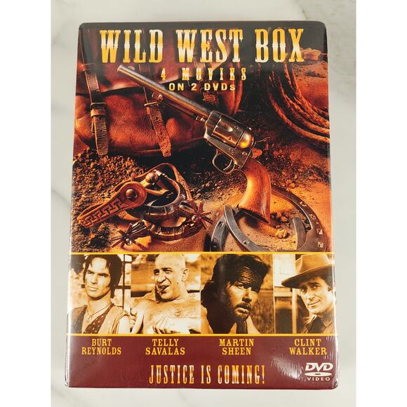 Movie Wild West Box New Sealed 2 Dvd's 4 Movies Pancho Villa Burt Reynolds - Picture 1 of 11